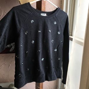 Sparkly polka dot crew neck sweater